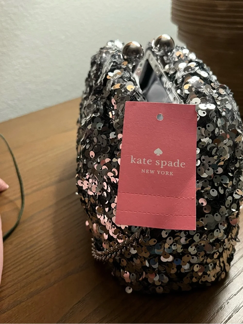 Kate Spade Sequined Silver Evening Clutch NWT